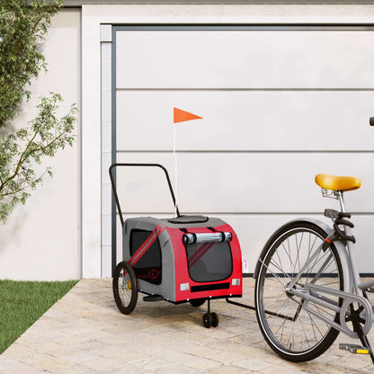 Remolque De Bicicleta Mascotas Hierro Tela Oxford Naranja Gris_1