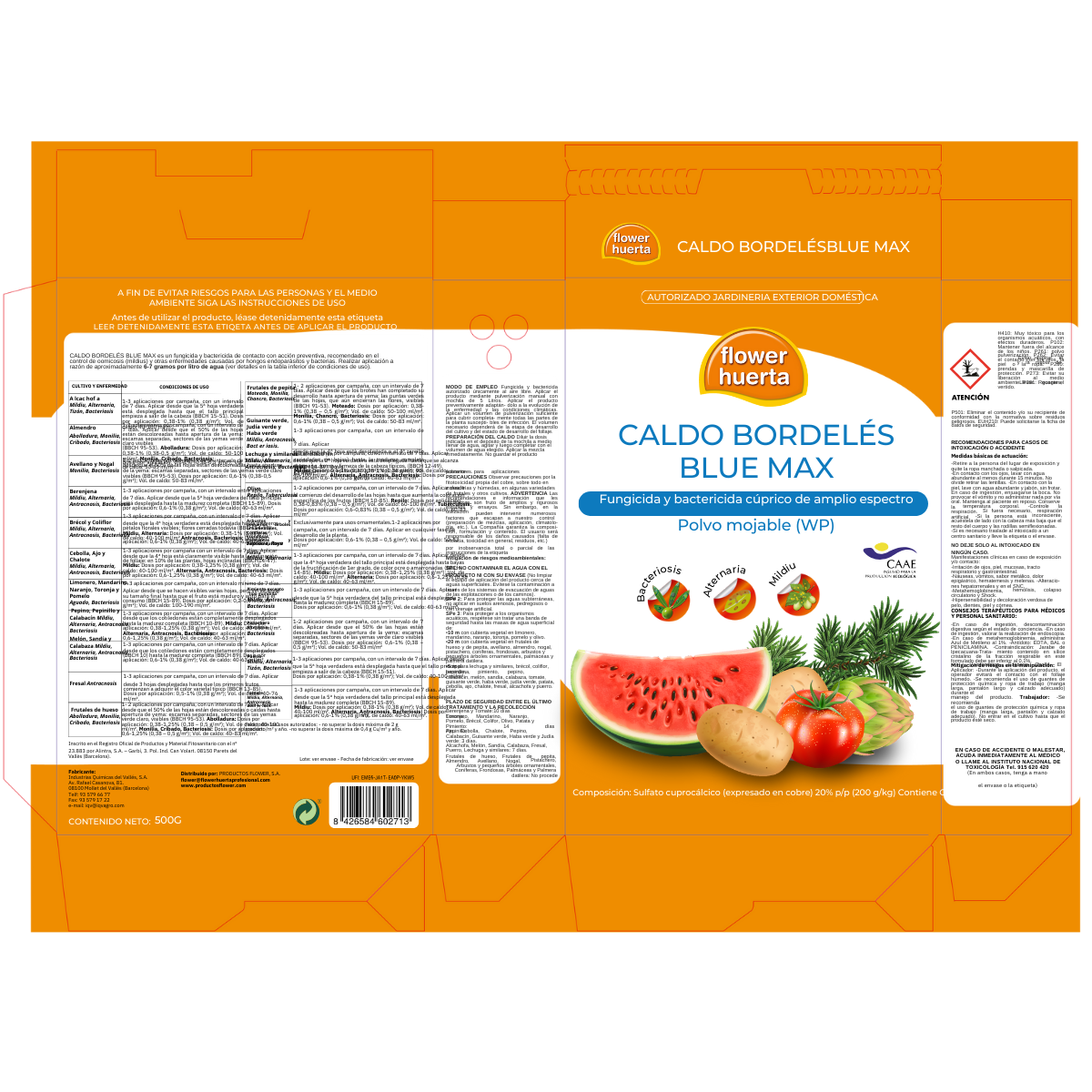 Fungicida bactericida Bluemax Caldo Bordeaux 500 g Flor Huerta