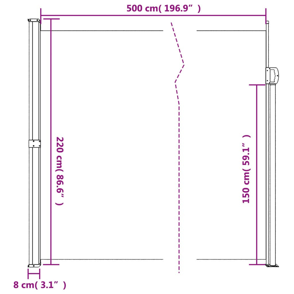 Vidaxl Toldo Lateral Retráctil Terracota 220x500 Cm_2