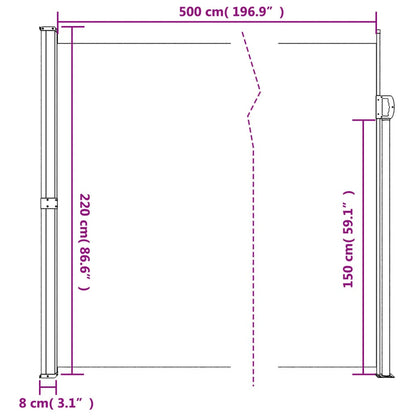 Vidaxl Toldo Lateral Retráctil Terracota 220x500 Cm_2