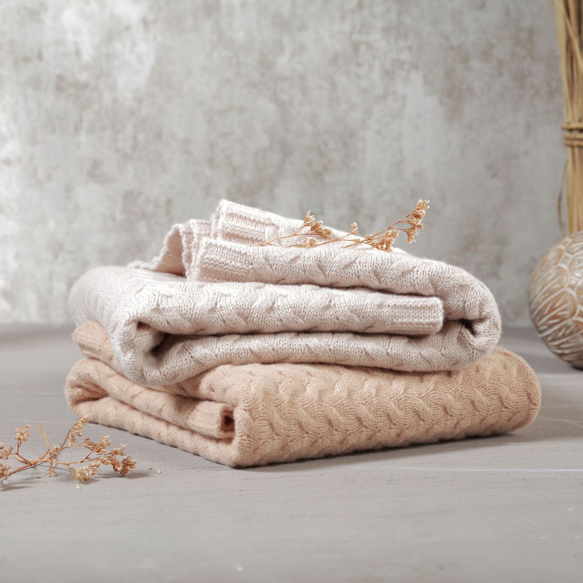 Manta De Lana Merino 75x100 Cm Beige_4