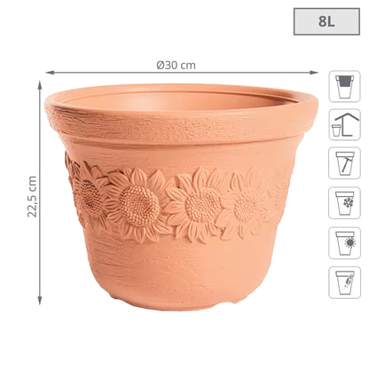 Maceta Sunny 8l., Dimensiones (mm) 300x300x225, Color Ladrillo_1