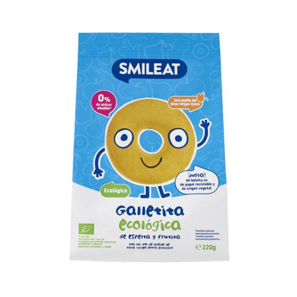 Embalagem de 2 bolachas de espelta infantil Smileat ECO com maçã, 220g