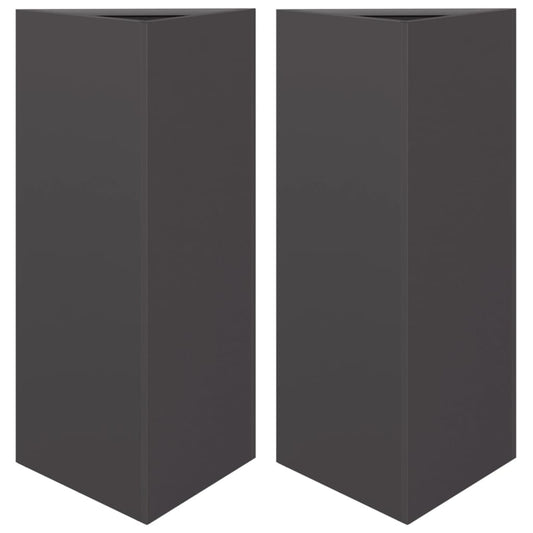 Jardineras Triangulares 2 Uds Acero Negro 40x34,5x75 Cm_0