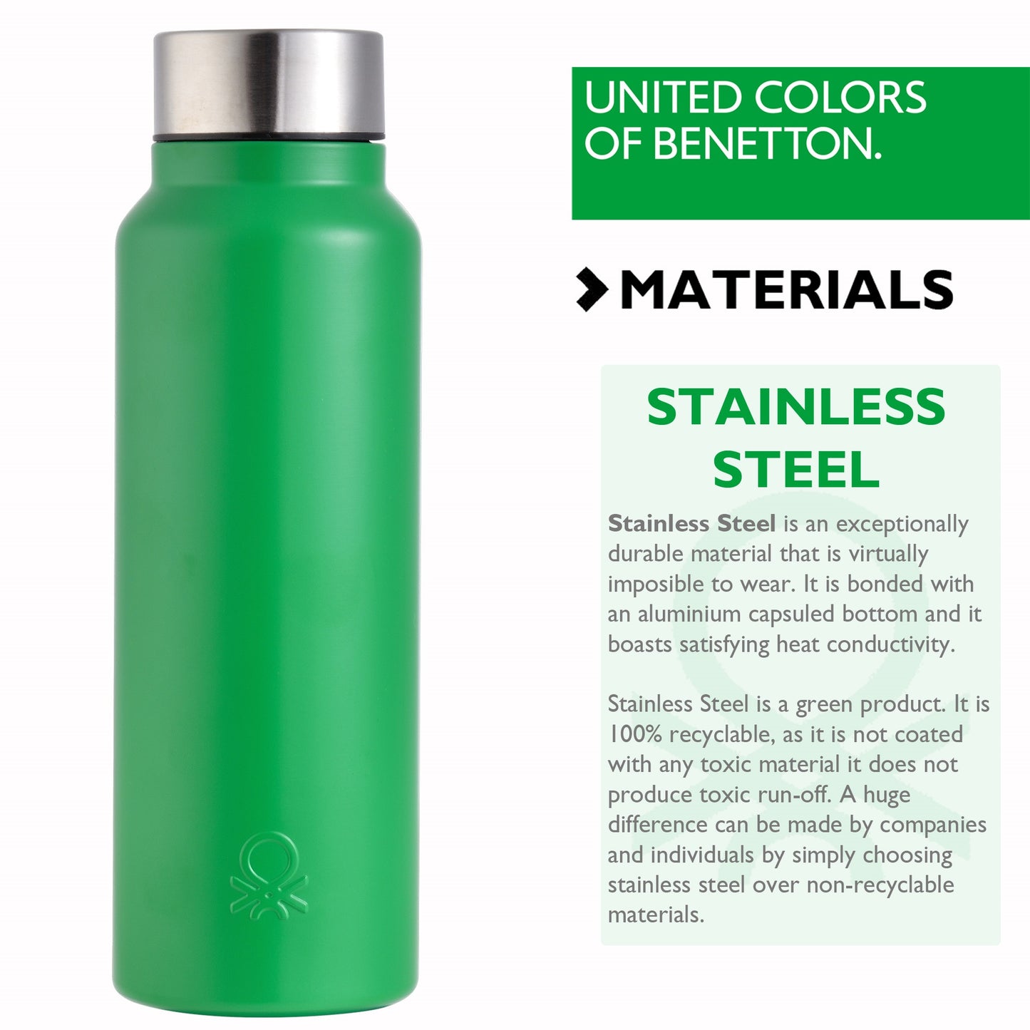 Botella Agua 750ml Acero Inoxidable Verde Casa Benetton_2