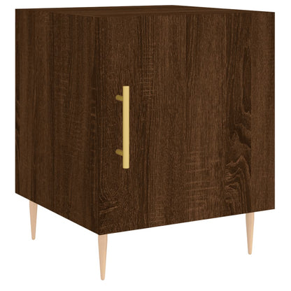 Mesita De Noche Madera De Ingeniería Marrón Roble 40x40x50 Cm_0