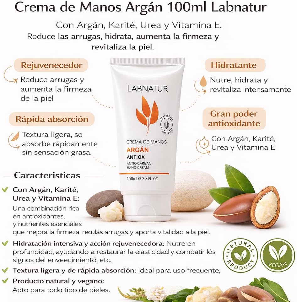 Crema de Manos Argán Labnatur 100 ml | Nutritiva | Hidratante | Manos Secas_3