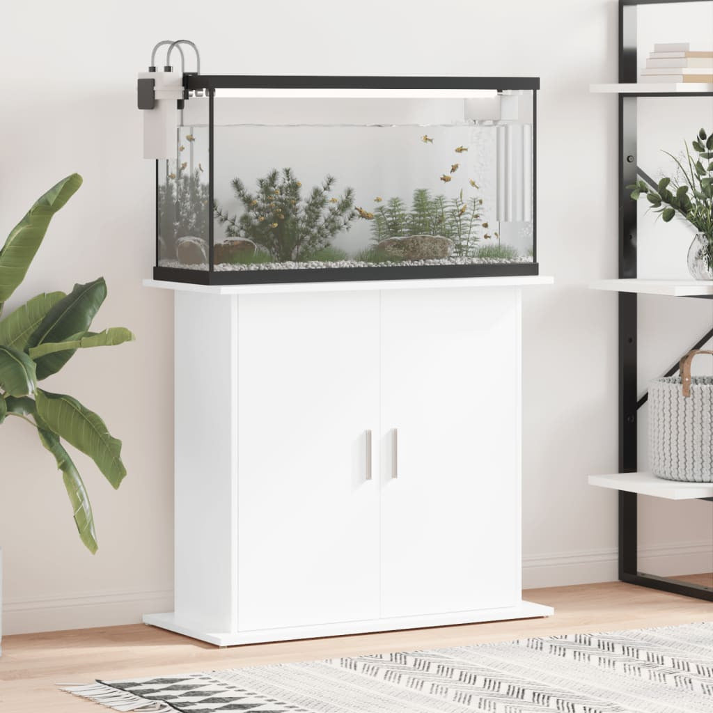Vidaxl Soporte De Acuario Madera Ingeniería Blanco Brillo 81x36x73 Cm_1