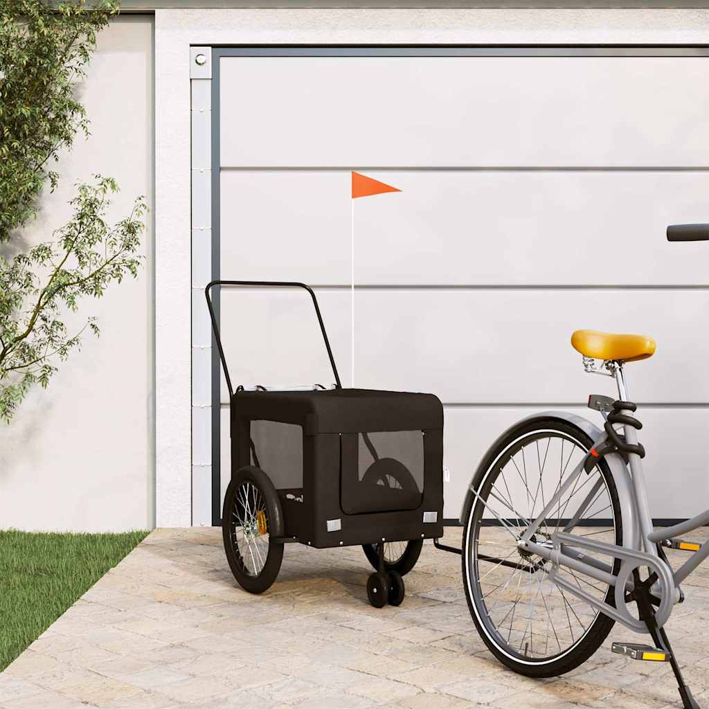 Remolque De Bicicleta Mascotas Hierro Tela Oxford Negro_1
