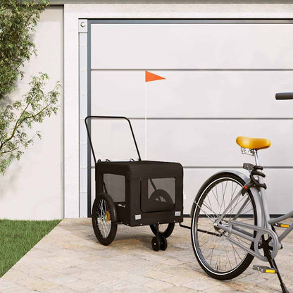 Remolque De Bicicleta Mascotas Hierro Tela Oxford Negro_1