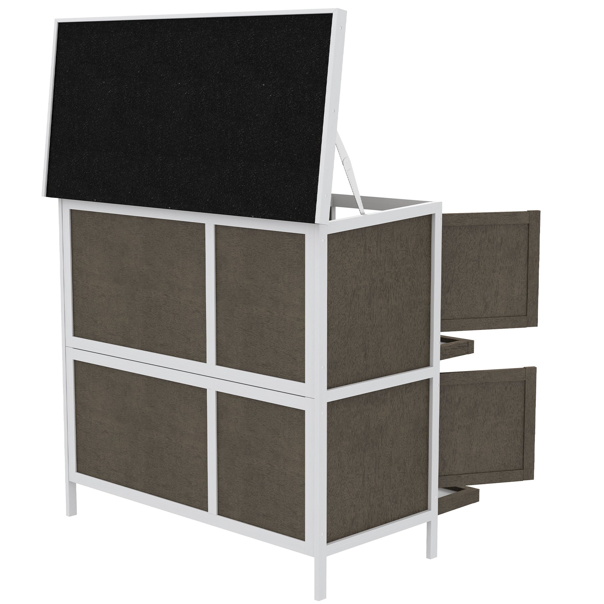 Pawhut Conejera De Madera 97x44x91 Cm Con Techo Asfáltico Puertas Con Pestillo_3