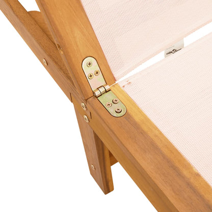 Tumbonas 2 Uds Con Mesa Madera Maciza Acacia Y Textileno Crema / Vetonek_2