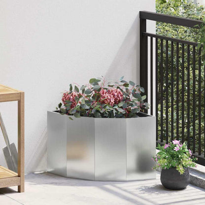 Macetero De Esquina Plateado 45 X 45 X 35 Cm Acero Galvanizado_1
