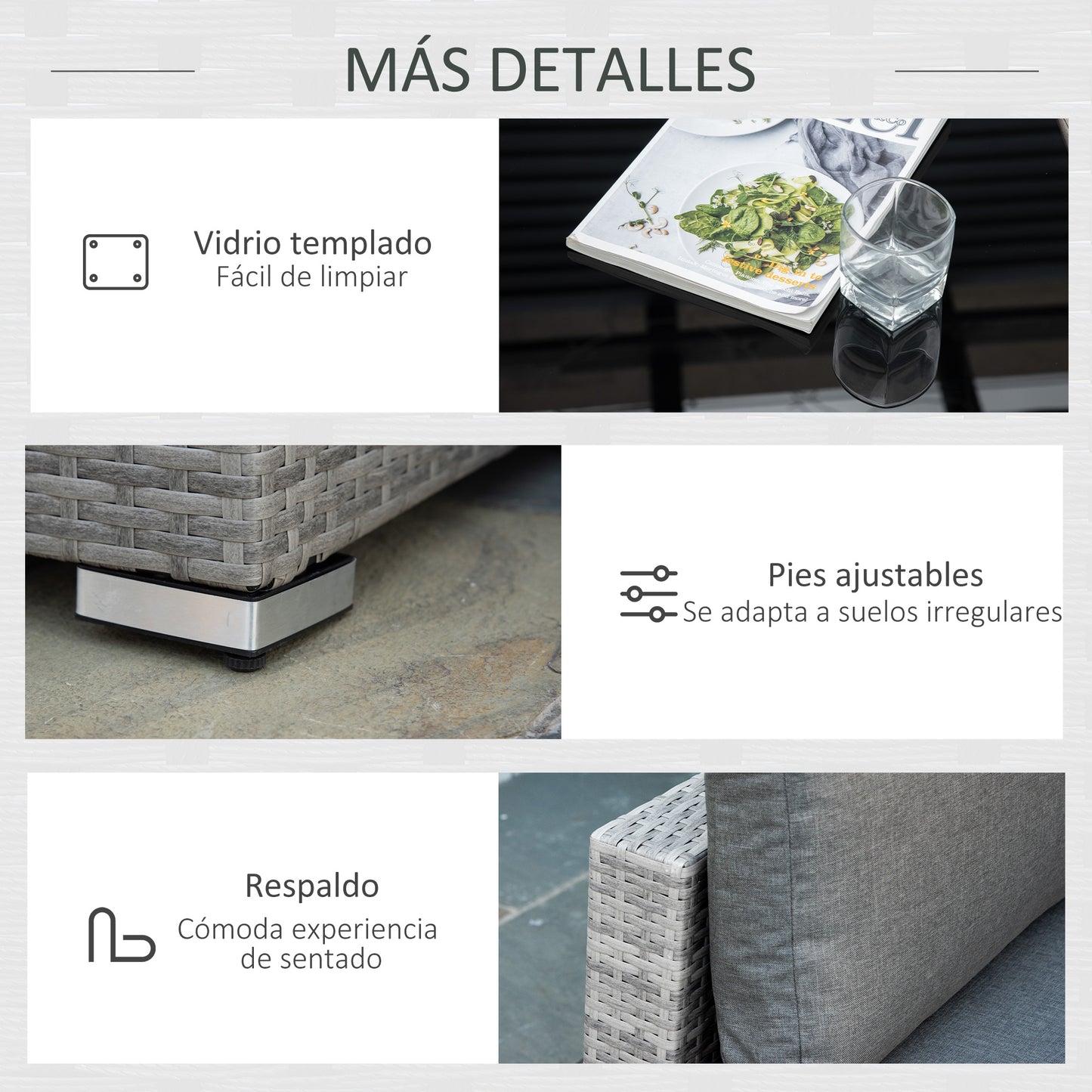 Outsunny Conjunto De Muebles Jardín De Ratán 4 Piezas Con Cojines Desenfundables_5