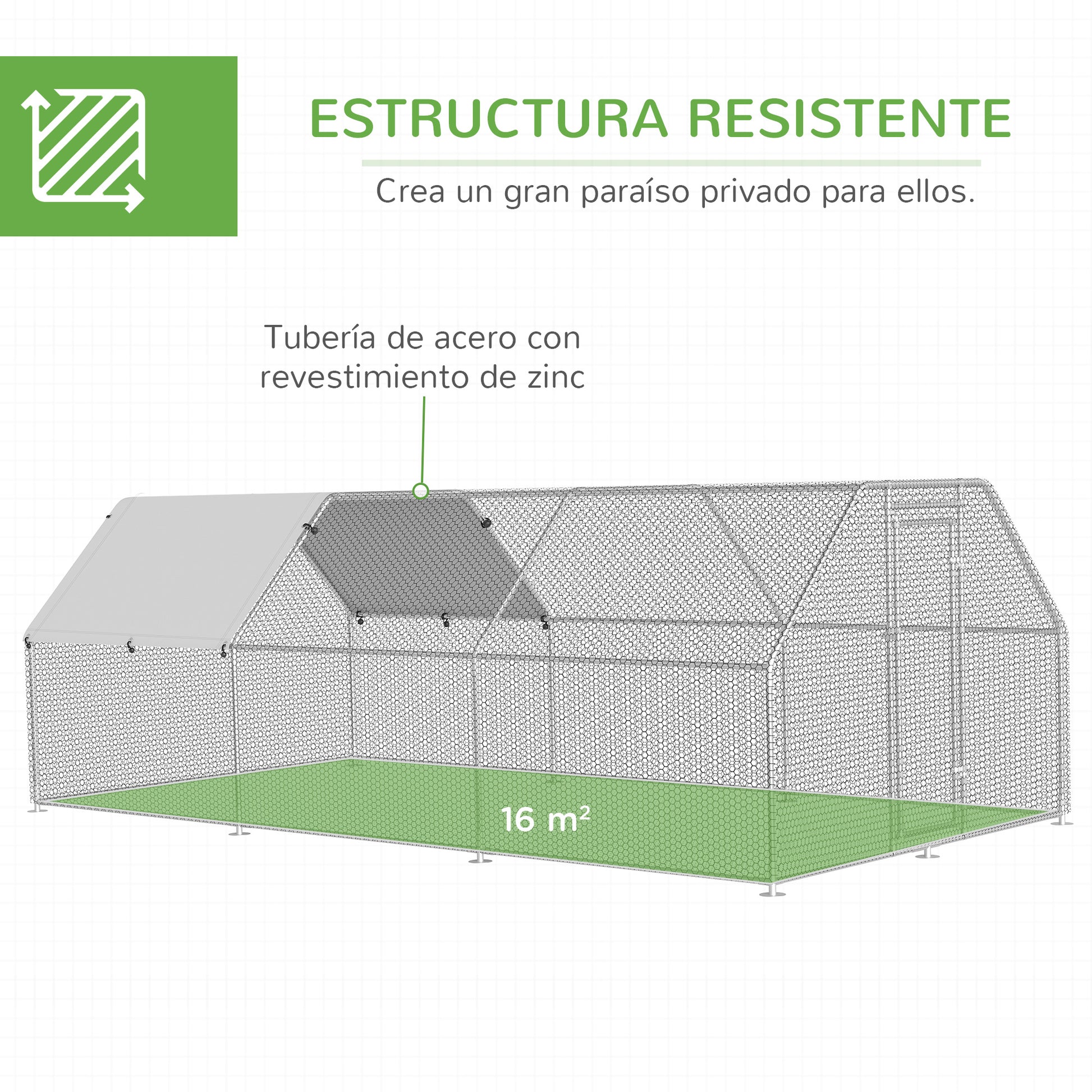 Pawhut Gallinero De Exterior 2,8x5,7x1,95 M Estructura De Metal Galvanizado Tela_5