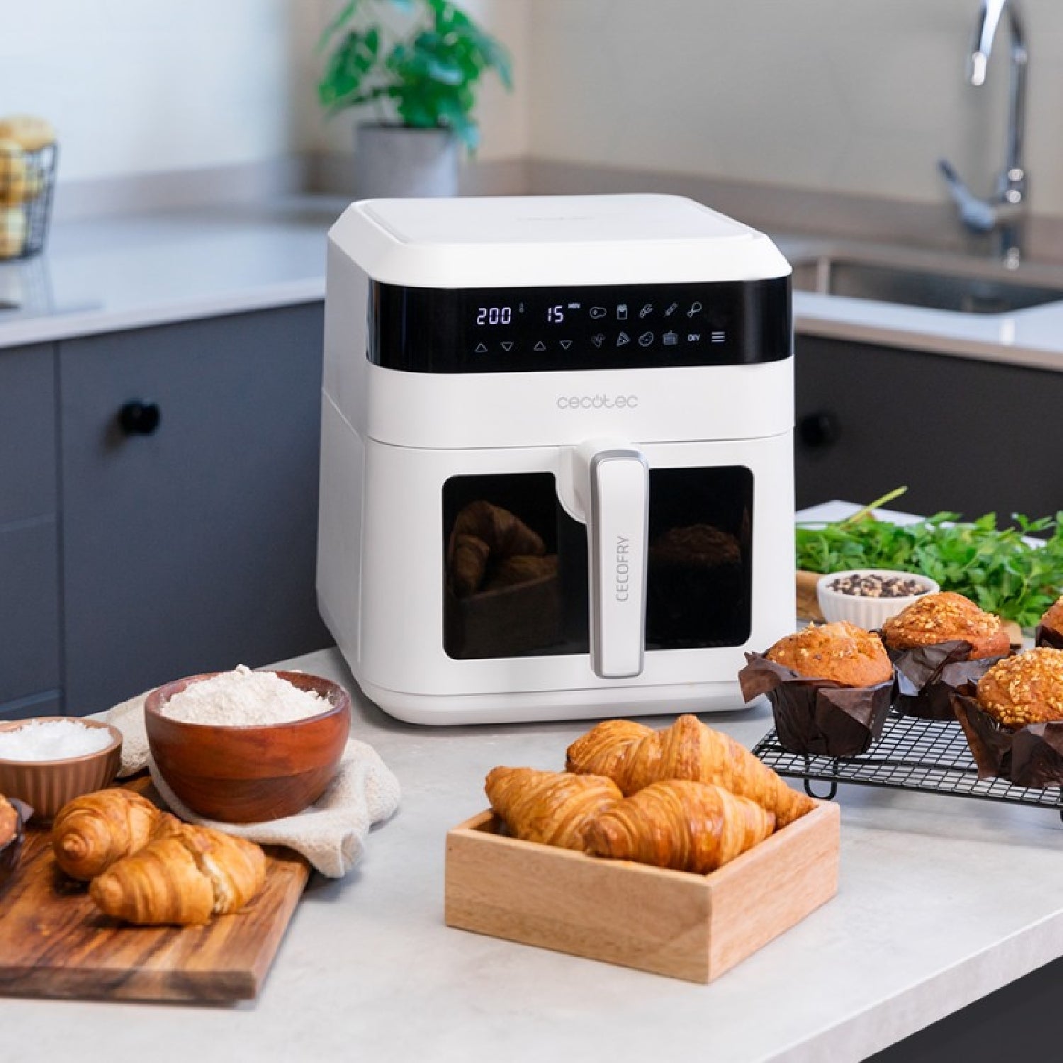 Freidora De Aire Sin Aceite De 6 L Cecofry Experience Window White 6000 Air Fryer. 1300 W, Perfectcook, Temperatura Regulable, Ventana, Panel De Con_3