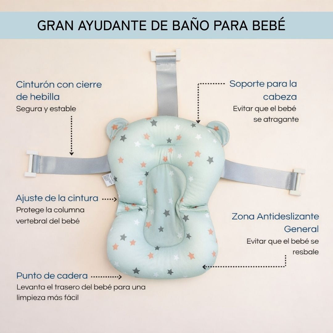 Bathby Cojín De Baño Antideslizante Con Estampado De Corona Para Estrellas azul, Cómodo Y Seguro_4