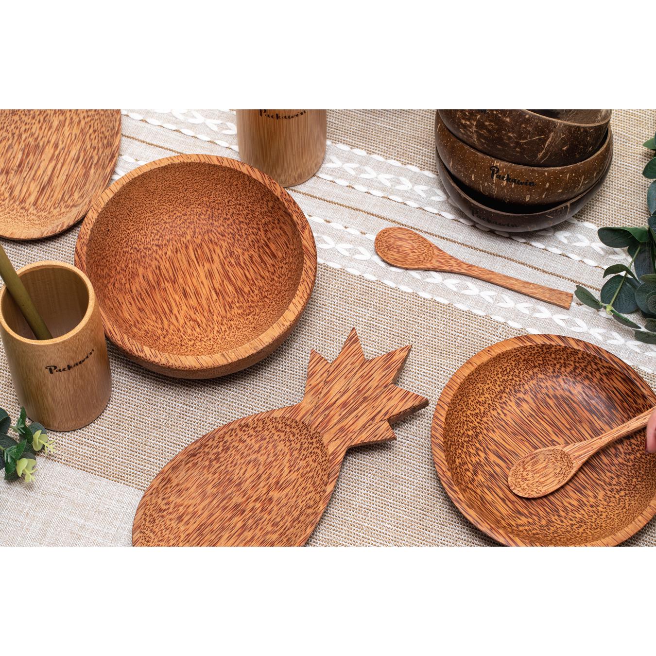 Prato de madeira de coco em forma de ananás 25 x 11 cm