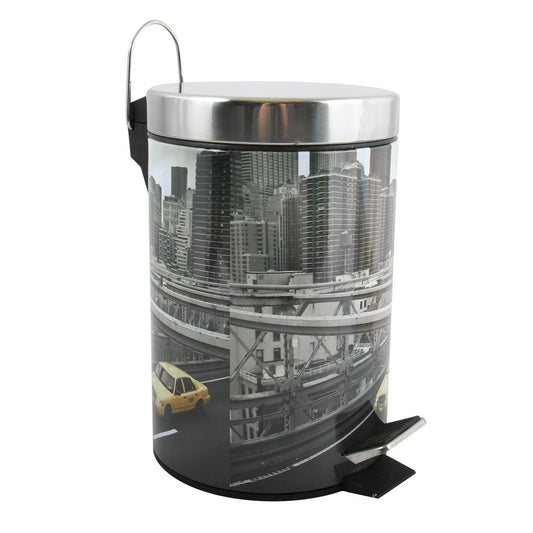Cubo De Basura 3l Con Tapa Msv new York De Acero Inoxidable 16,5 X 25,6 Cm