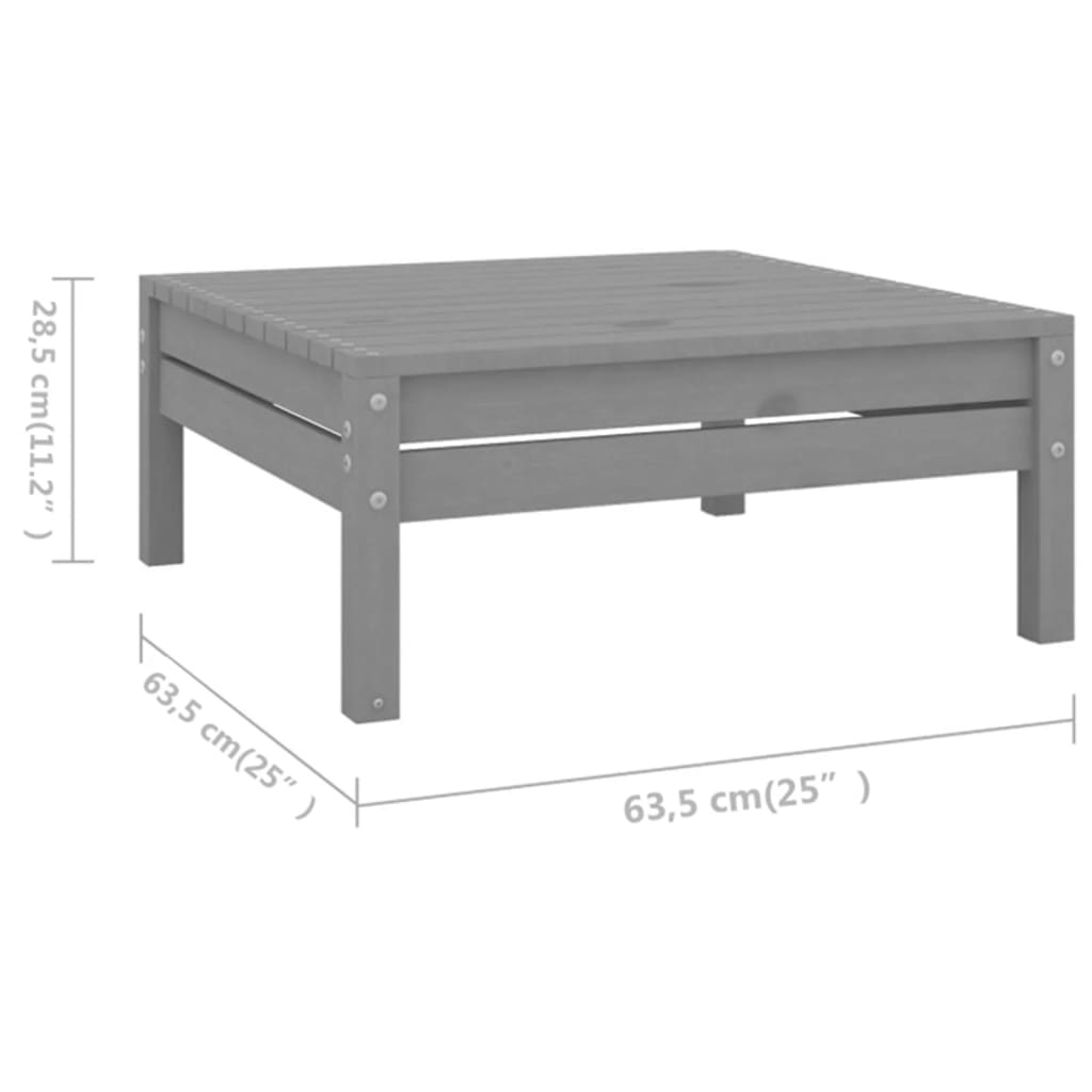 Juego De Muebles De Jardín 8 Piezas Madera Maciza De Pino Gris / Vetonek_3