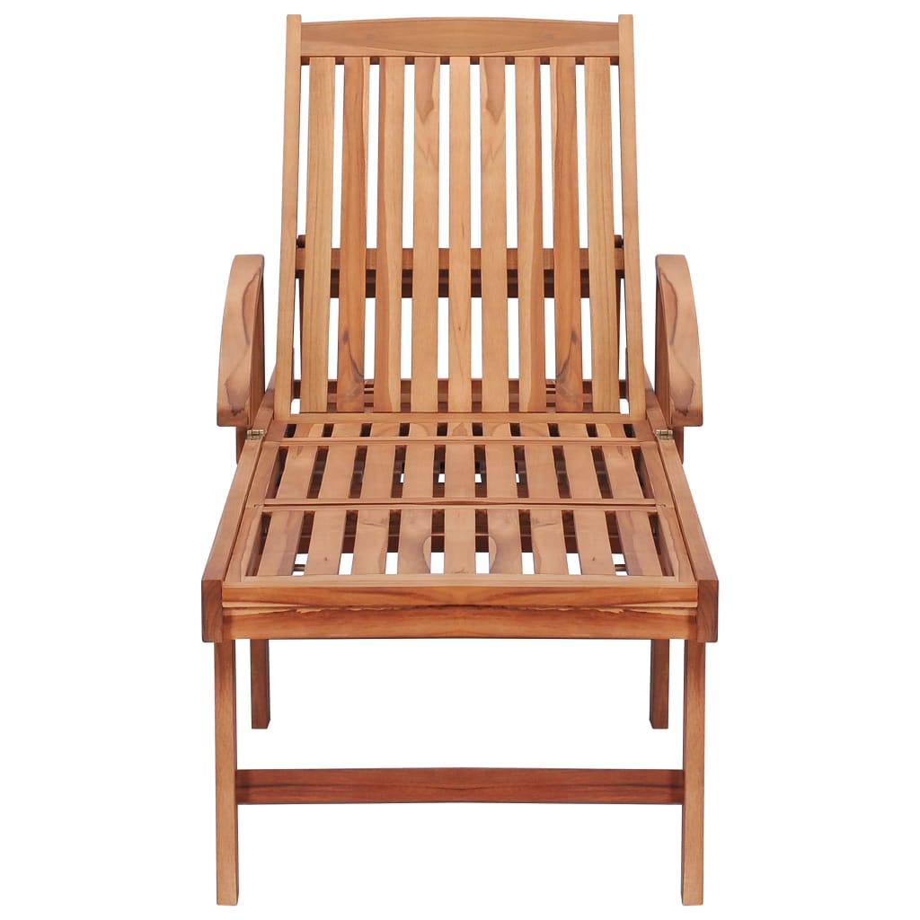 Tumbona Con Cojín Estampado De Hojas Madera Maciza De Teca_4