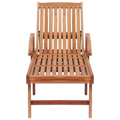 Tumbona Con Cojín Estampado De Hojas Madera Maciza De Teca_4