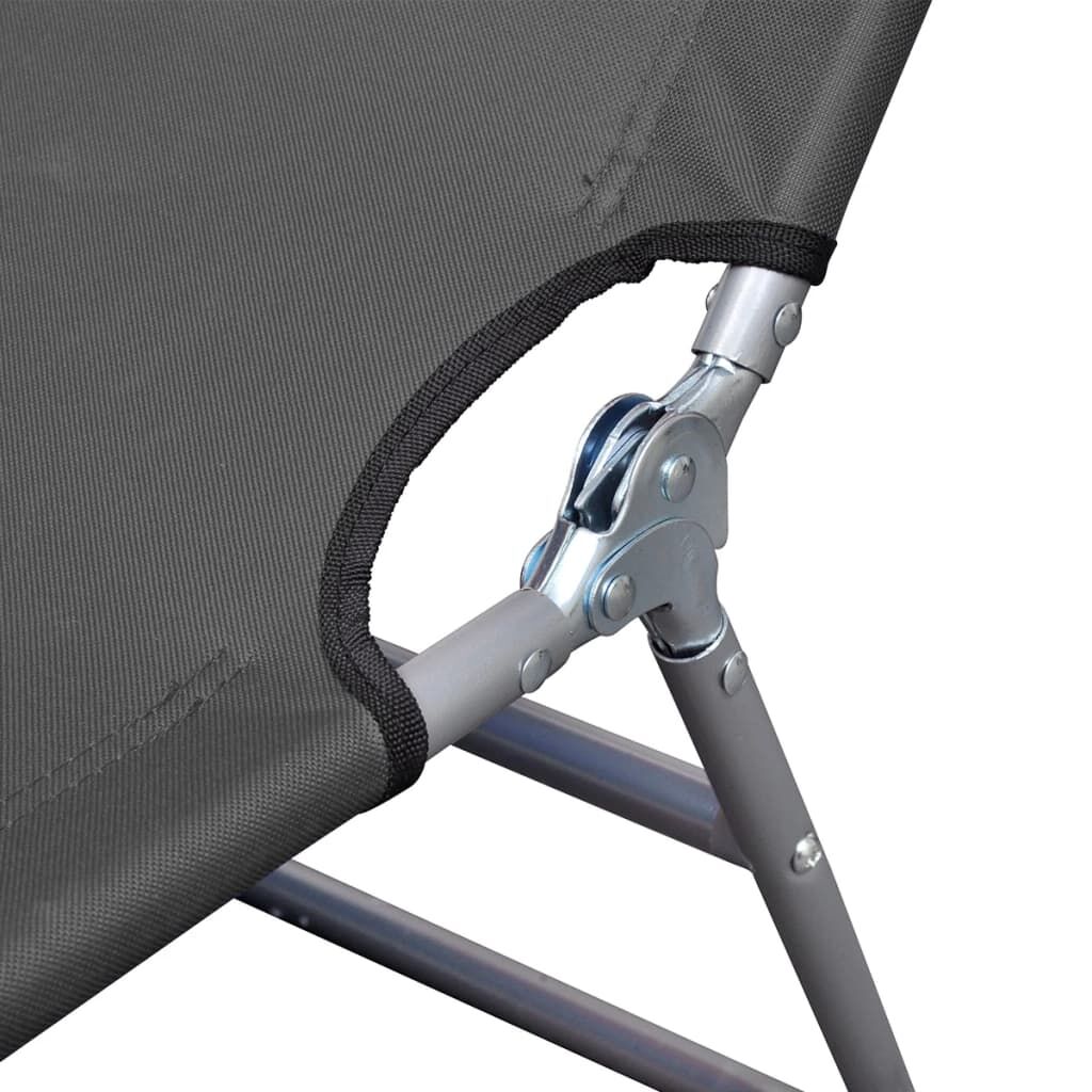 Vidaxl Tumbona Plegable Con Cojín De Cabeza Y Respaldo Ajustable Gris_4