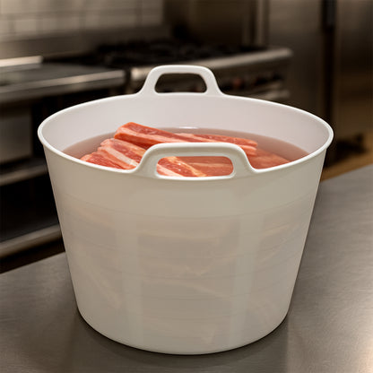 Pack 5 Capazo De Plástico Flexible Para Uso Alimentario. Asa Reforzada (blanco, 42l). Sin Bpas. Restaurantes, Vendimia_2