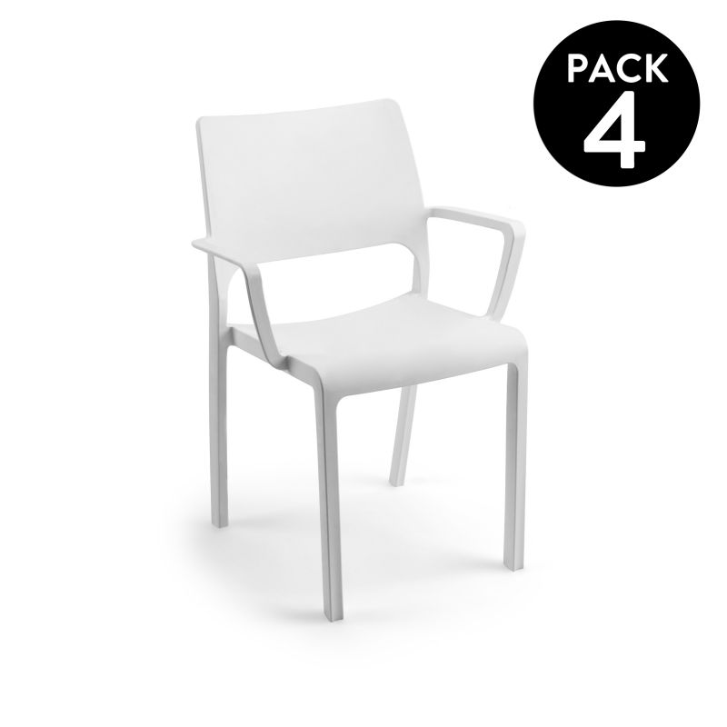 Pack 4 Sillas De Exterior Ocean Apilables, Polipropileno, Blanco, 53 X 82 X 58_0
