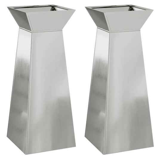 Maceta Pilar 2 Uds. Plateado 40 X 40 X 100 Cm Acero Galvanizado_0