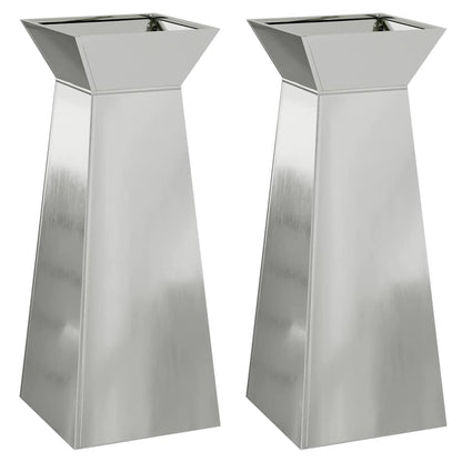 Maceta Pilar 2 Pcs Plateado 40 X 40 X 100 Cm_0