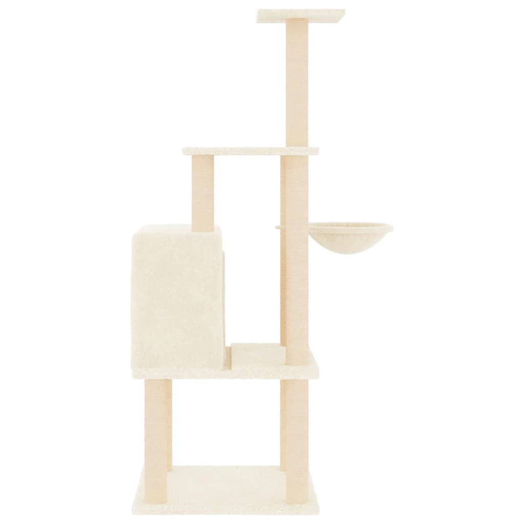 Rascador Para Gatos Con Postes De Sisal Color Crema 132 Cm_3