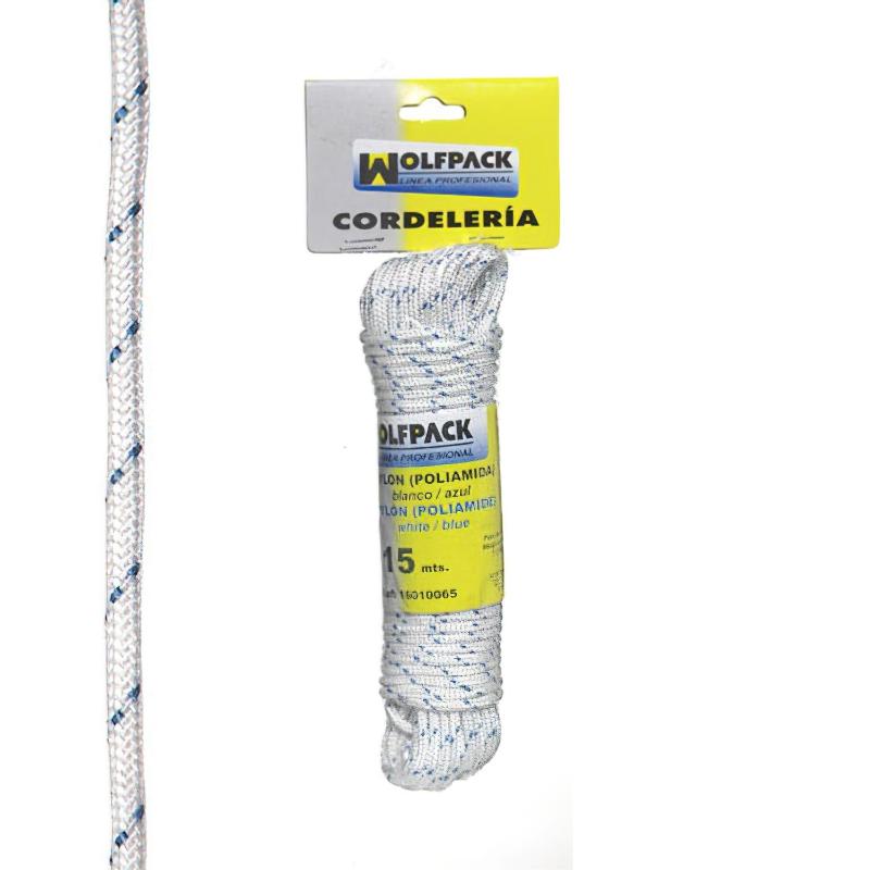 Cuerda Nylon Alta Tenacidad Blanca / Azul (madeja 15 M.)