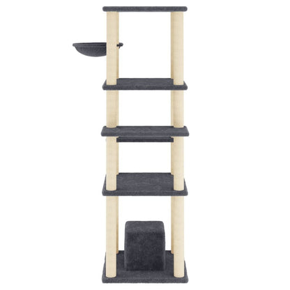 Vidaxl Rascador Para Gatos Con Postes De Sisal Gris Oscuro 154 Cm_3