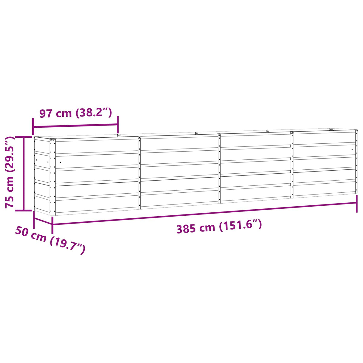 Jardinera Marfil 385 X 50 X 75 Cm Acero Galvanizado_5