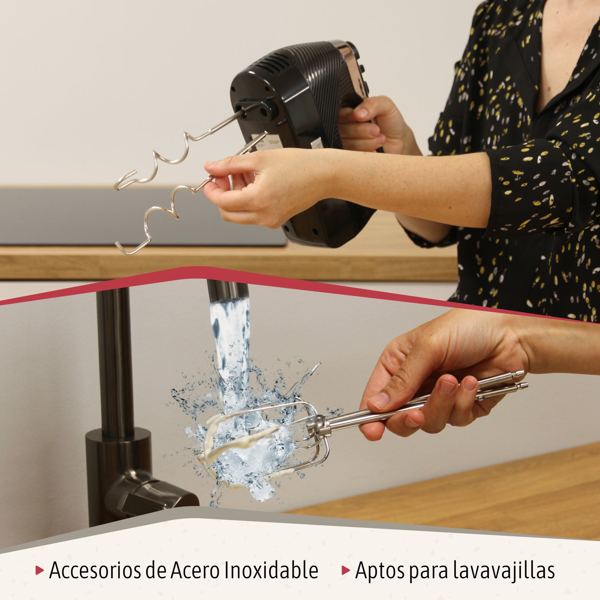 Briebe Batidora De Varillas Eléctrica 400w Amasadora De Mano Especial Repostería 5 Velocidades + Turbo, Hm1174blk_4