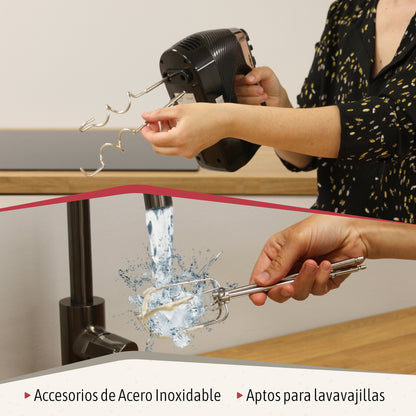 Briebe Batidora De Varillas Eléctrica 400w Amasadora De Mano Especial Repostería 5 Velocidades + Turbo, Hm1174blk_4