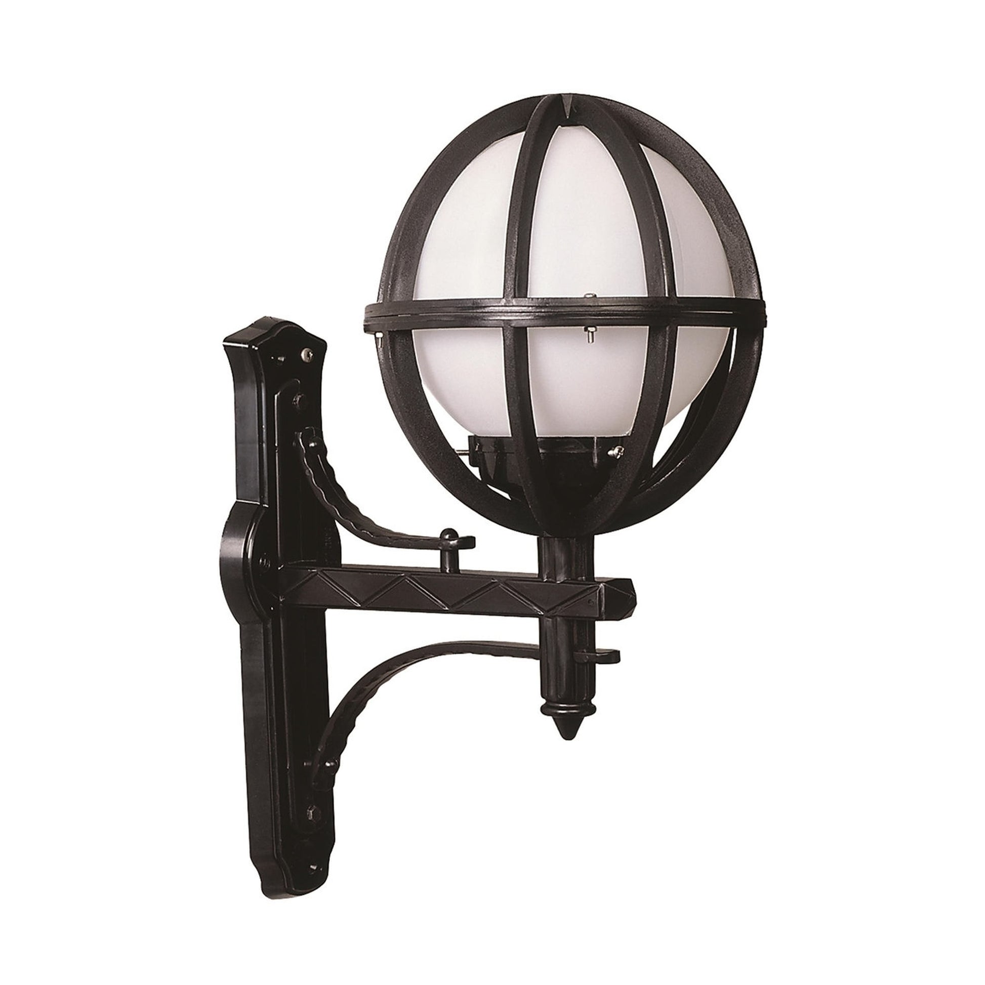 Aplique De Pared Globo En Ángulo Para Exterior, Abs , Negro, 35x23x50, Casquillo E 27 Max 60 W