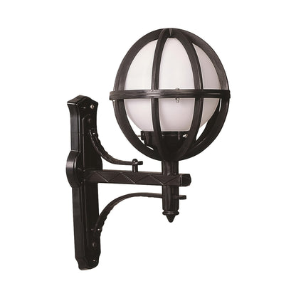 Aplique De Pared Globo En Ángulo Para Exterior, Abs , Negro, 35x23x50, Casquillo E 27 Max 60 W