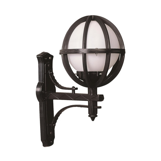 Aplique De Pared Globo En Ángulo Para Exterior, Abs , Negro, 35x23x50, Casquillo E 27 Max 60 W