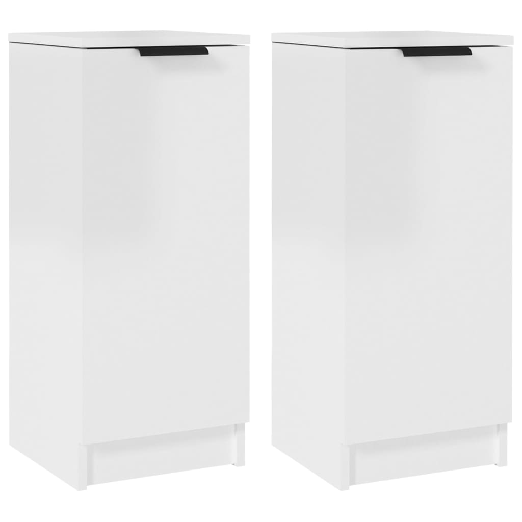 Aparadores 2 Uds Madera Contrachapada Blanco Brillo 30x30x70 Cm / Vetonek_0