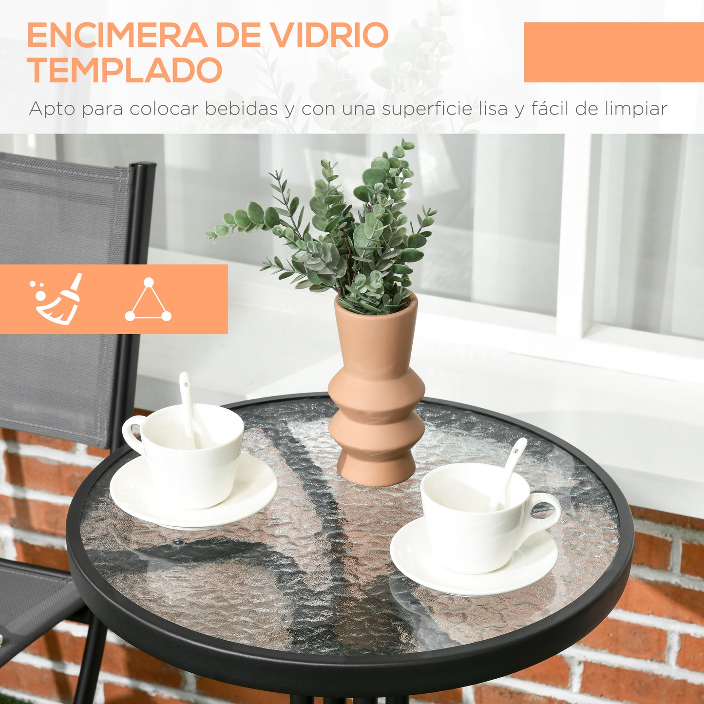 Outsunny Conjunto De Muebles De Jardín 3 Piezas Incluye Mesa 2 Sillones Plegable_5