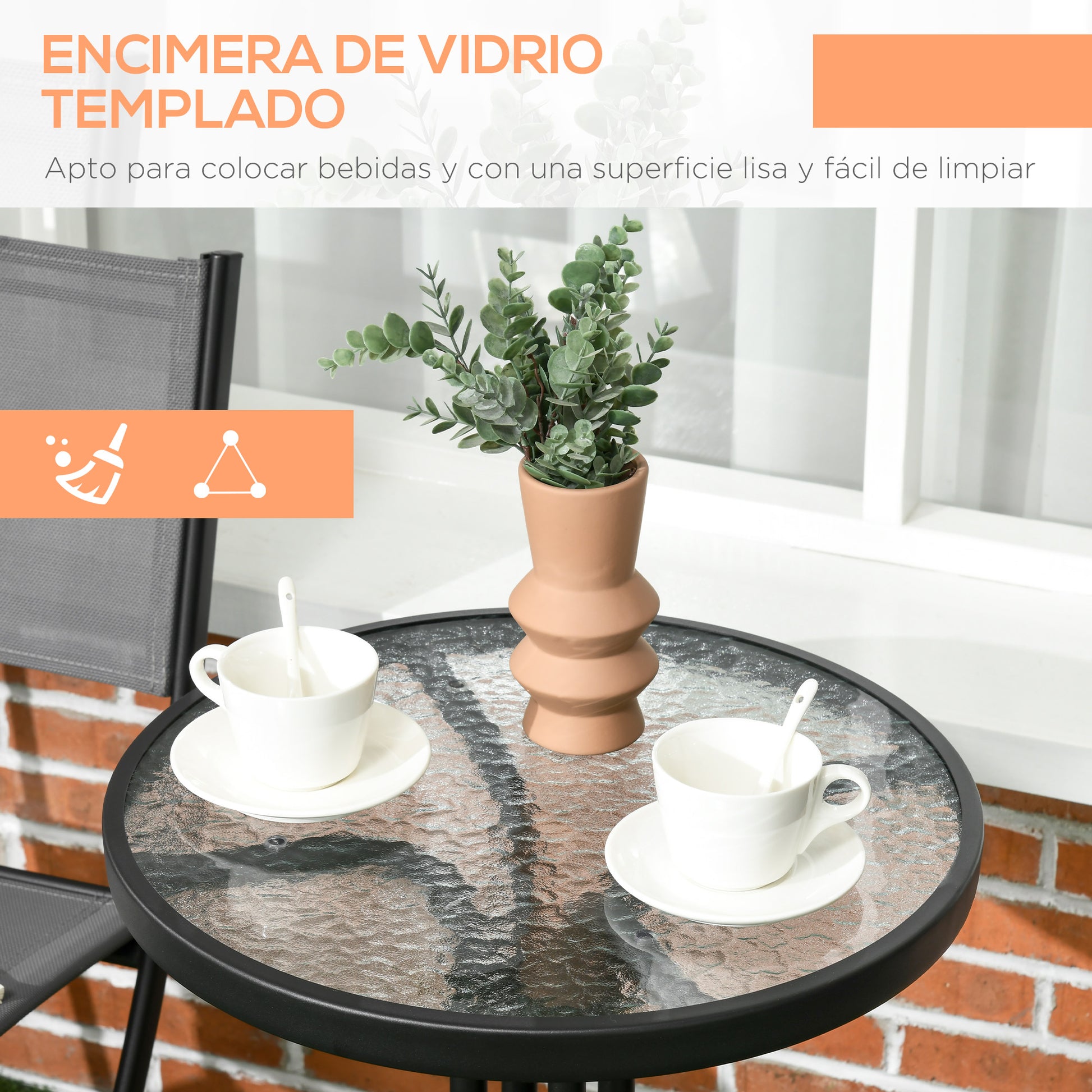 Outsunny Conjunto De Muebles De Jardín 3 Piezas Incluye Mesa 2 Sillones Plegable_5