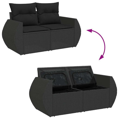 Set Sofás Jardín Y Cojines 9 Pzas Ratán Sintético Acacia Negro / Vetonek_3