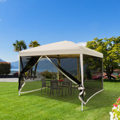 Outsunny Carpa Plegable 3x3 Exterior Con Mosquiteras Y Bolsa De Transporte Beige_1