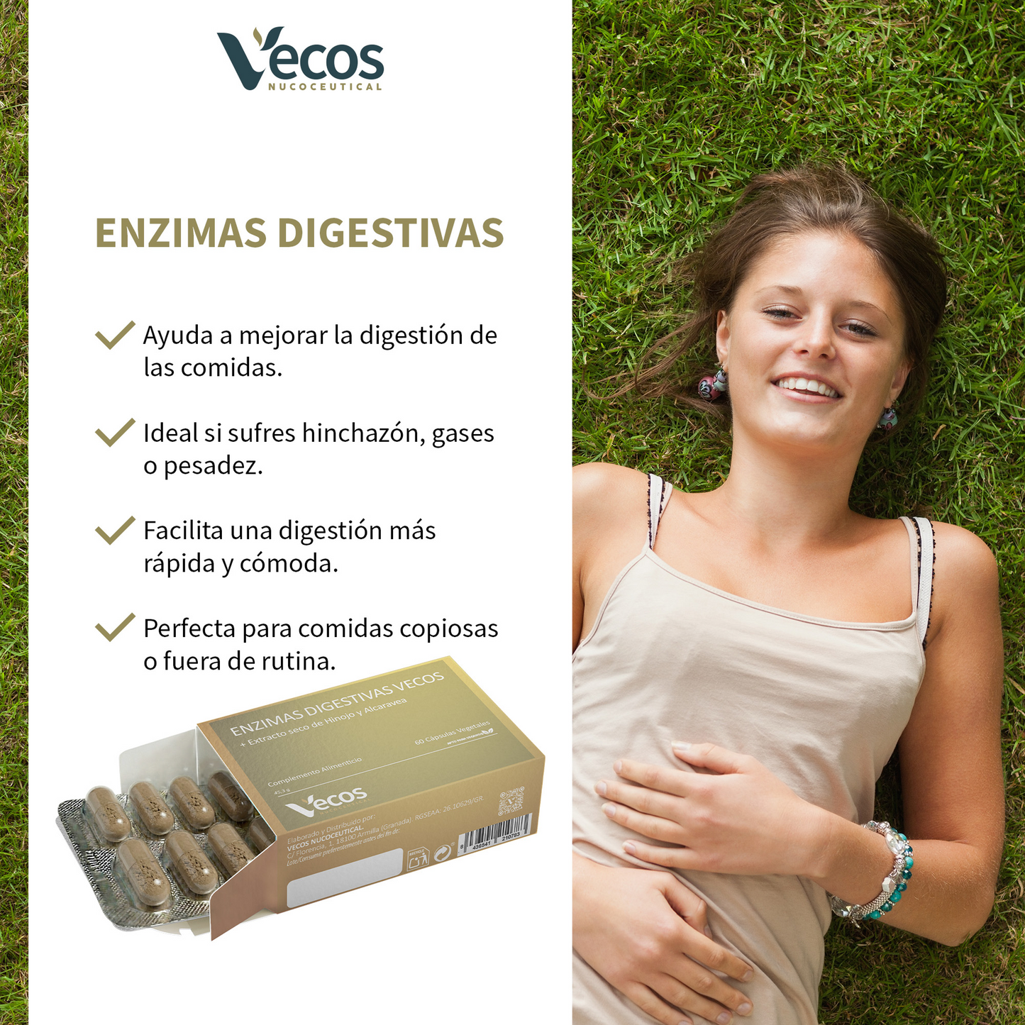 Enzimas Digestivas Vecos 60 Cápsulas | Mejora De La Digestión Y Reducción De Molestias Digestivas | Con Digezyme_3
