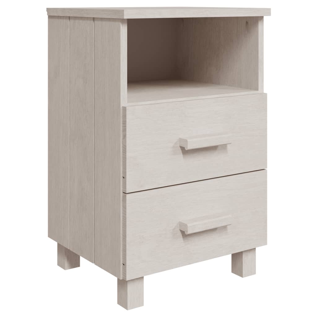 Mesita De Noche Hamar Madera Maciza De Pino Blanca 40x35x62 Cm_0