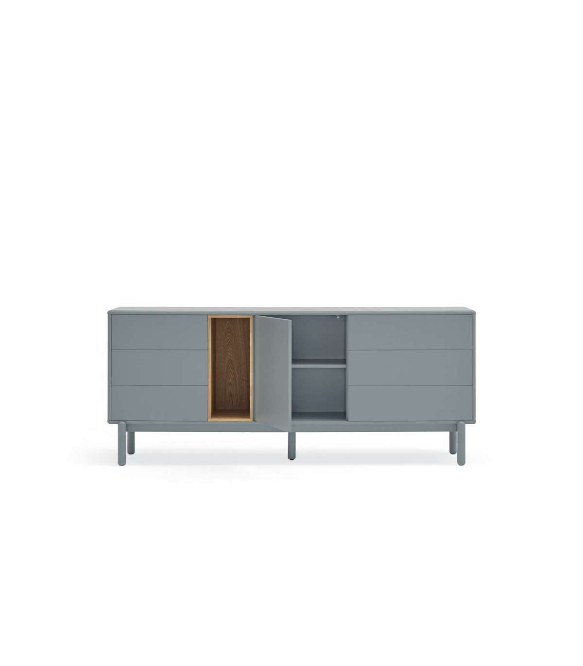 Mueble Aparador Para Comedor Modelo Corvo 1 Puerta 6 Cajones Acabado Gris Perla, 40cm(anch_4