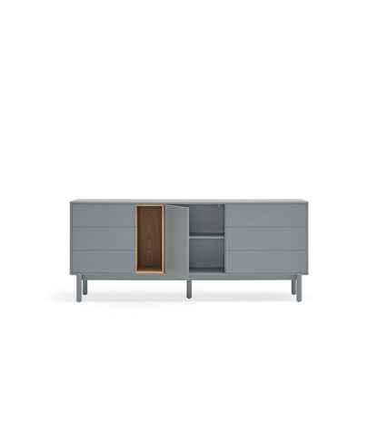 Mueble Aparador Para Comedor Modelo Corvo 1 Puerta 6 Cajones Acabado Gris Perla, 40cm(anch_4