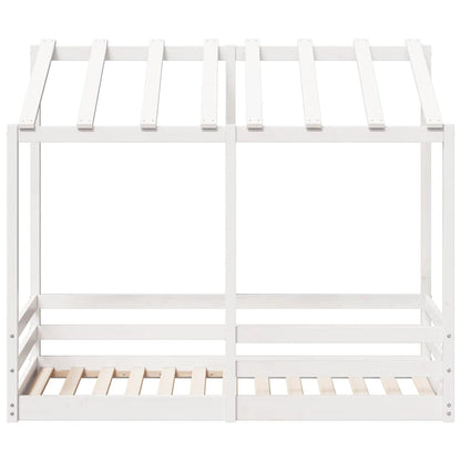 Cama Infantil Con Techo Madera Maciza Pino Blanco 70x140 Cm_3